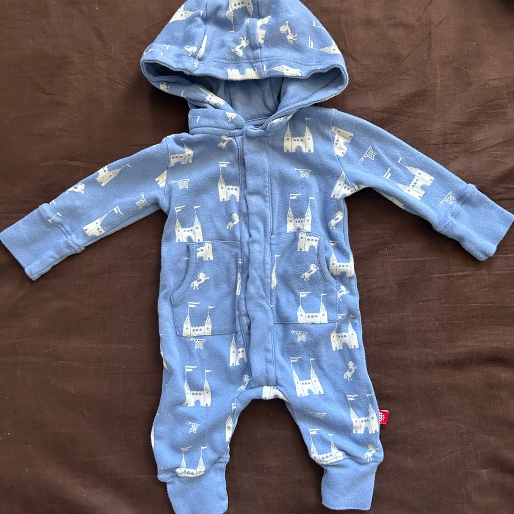 Magnetic Me Blue Castle Print Footie